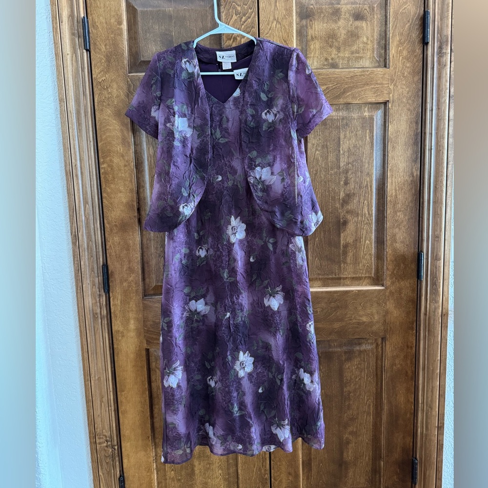 S.L. Fashions Petites Sleeveless Dress with Matching Jacket - Women's Size 8 Pet